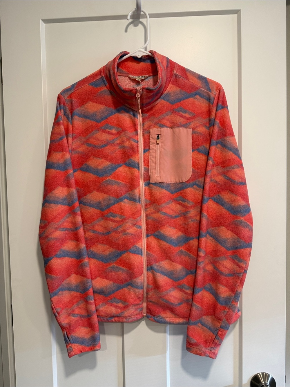 Marika Women’s M Fleece Full Zip Jacket Coral Blue Abstract Print